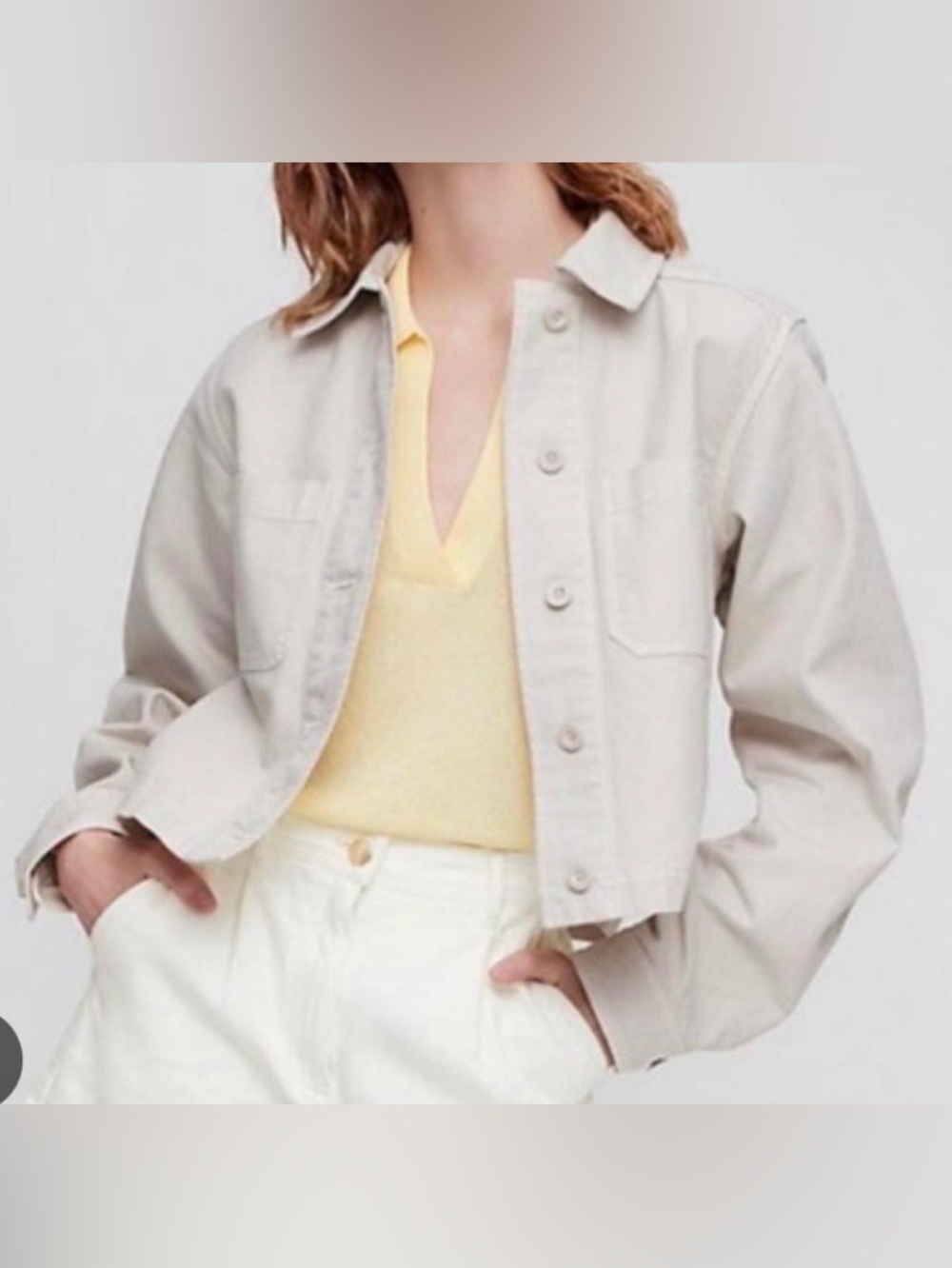 Aritzia Wilfred Free Crop Utility Jacket Stone Size XS